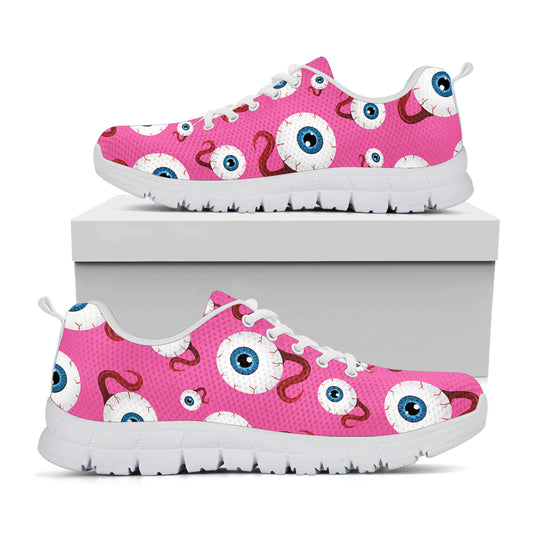 Human Eyeball Pattern Print White Sneakers