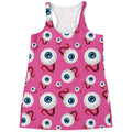 Human Eyeball Pattern Print Women's Racerback Tank Top