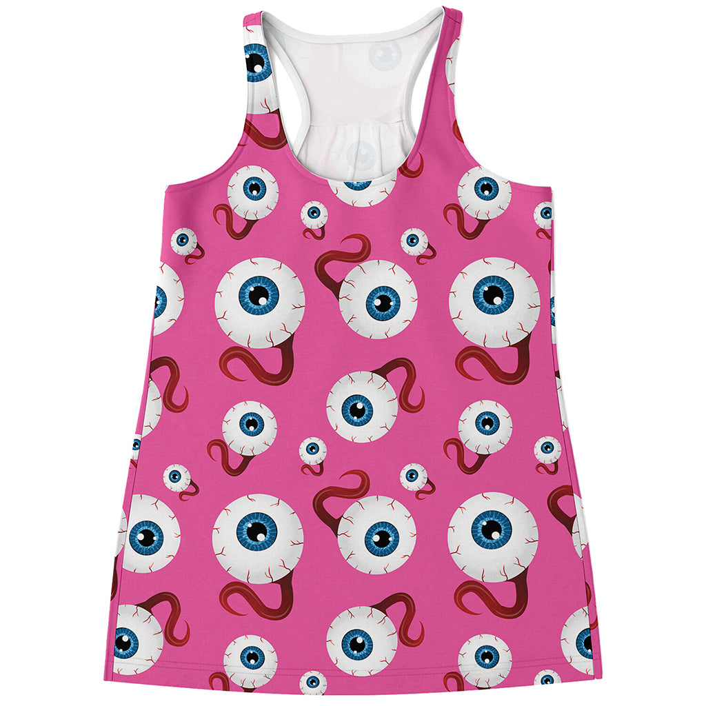 Human Eyeball Pattern Print Women's Racerback Tank Top
