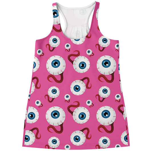 Human Eyeball Pattern Print Women's Racerback Tank Top
