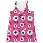 Human Eyeball Pattern Print Women's Racerback Tank Top