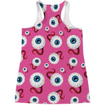 Human Eyeball Pattern Print Women's Racerback Tank Top