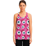 Human Eyeball Pattern Print Women's Racerback Tank Top