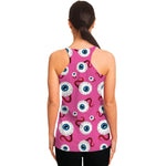 Human Eyeball Pattern Print Women's Racerback Tank Top