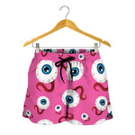 Human Eyeball Pattern Print Women's Shorts