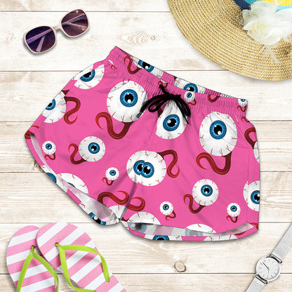 Human Eyeball Pattern Print Women's Shorts