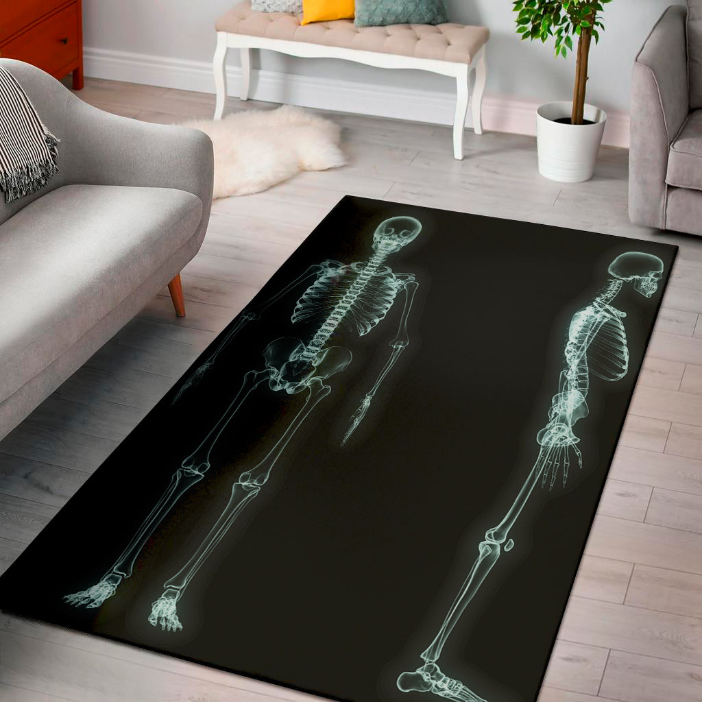 Human Skeleton X-Ray Print Area Rug