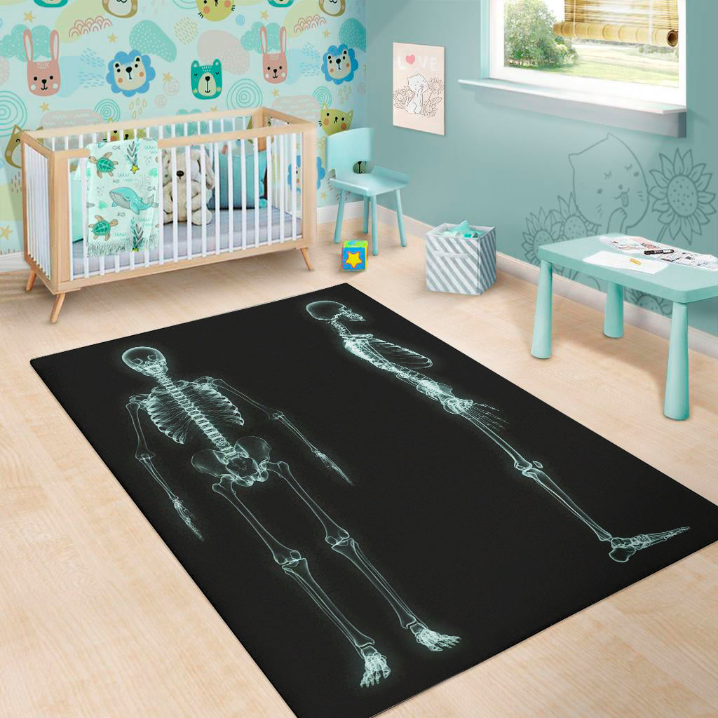 Human Skeleton X-Ray Print Area Rug