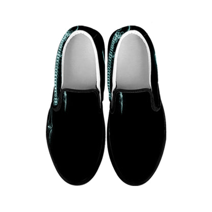 Human Skeleton X-Ray Print Black Slip On Shoes