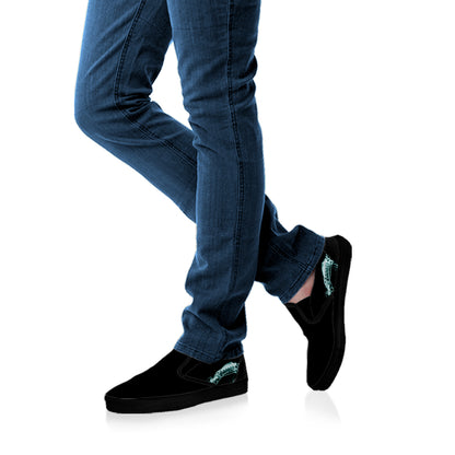 Human Skeleton X-Ray Print Black Slip On Shoes
