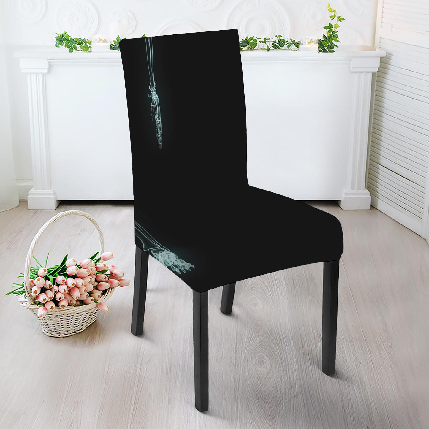 Human Skeleton X-Ray Print Dining Chair Slipcover