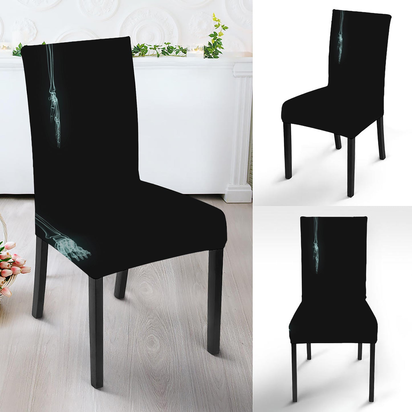 Human Skeleton X-Ray Print Dining Chair Slipcover