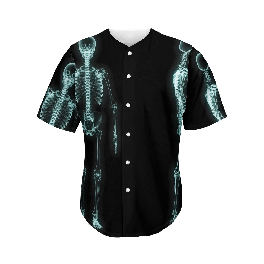 Human Skeleton X-Ray Print Men's Baseball Jersey