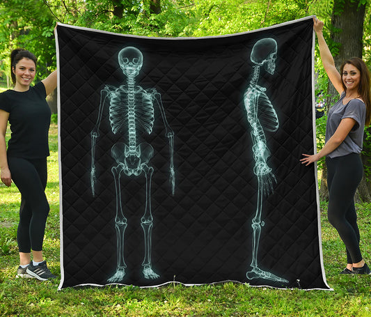 Human Skeleton X-Ray Print Quilt