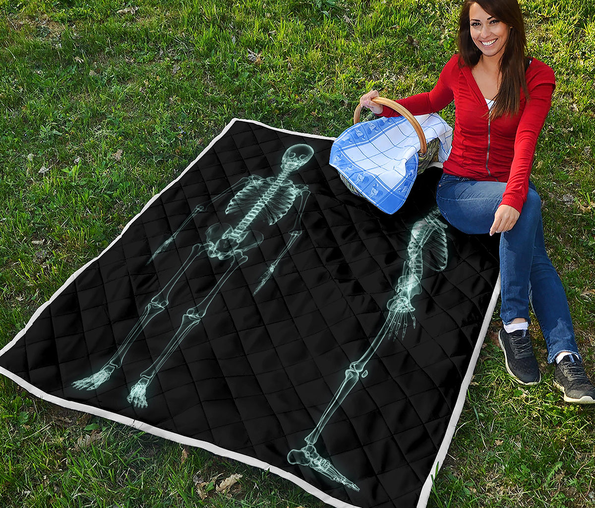 Human Skeleton X-Ray Print Quilt