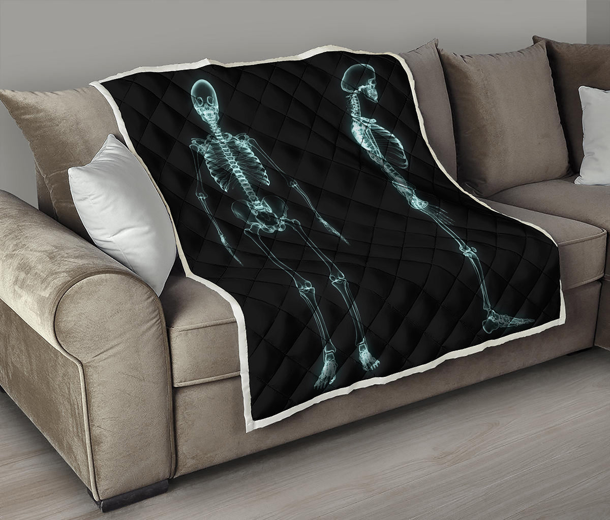 Human Skeleton X-Ray Print Quilt