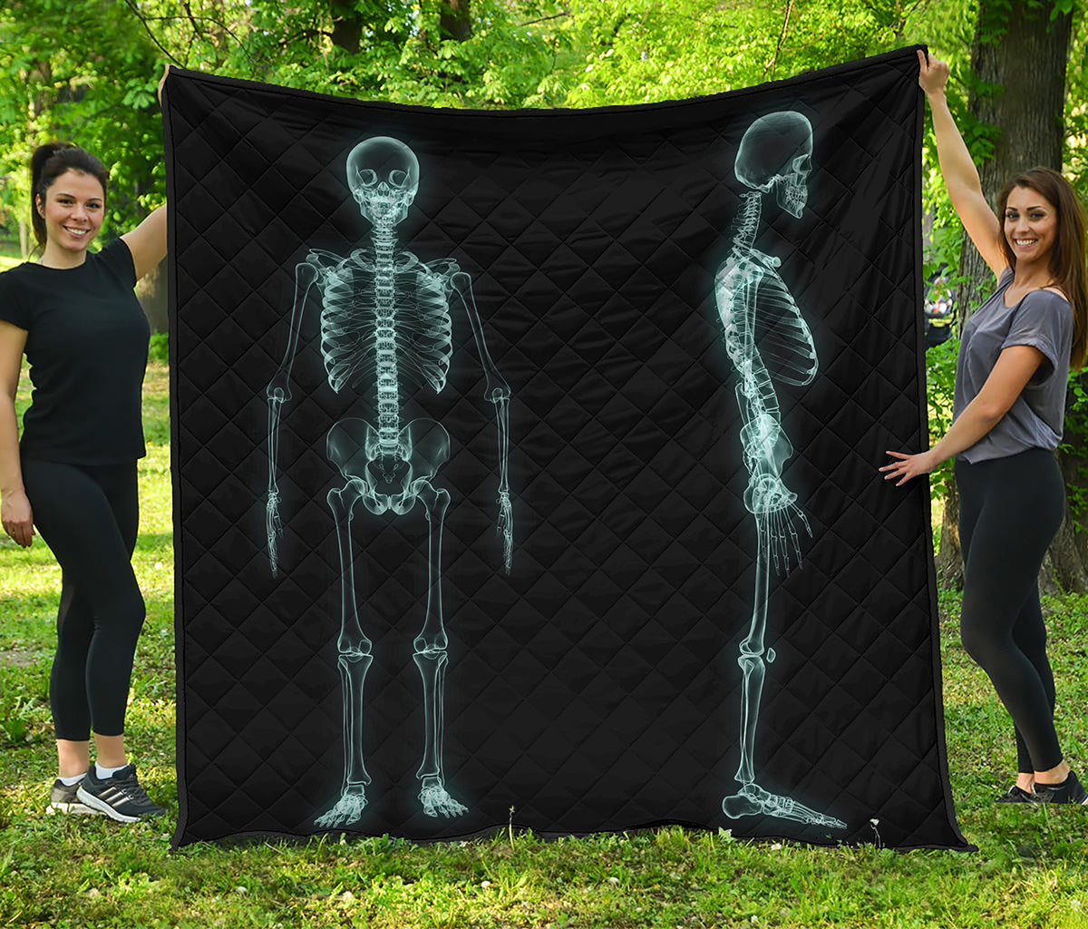 Human Skeleton X-Ray Print Quilt