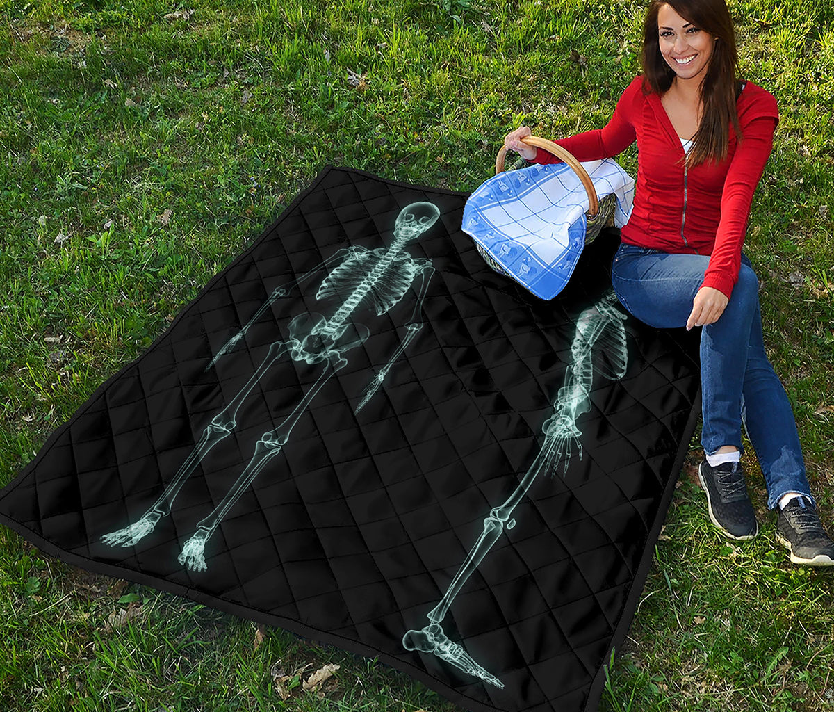 Human Skeleton X-Ray Print Quilt