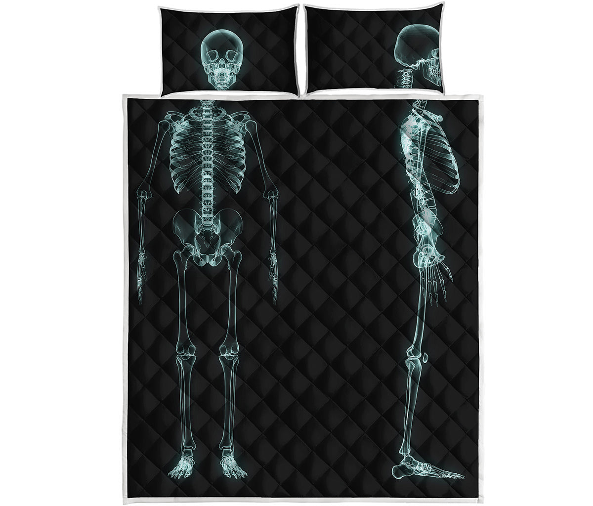 Human Skeleton X-Ray Print Quilt Bed Set