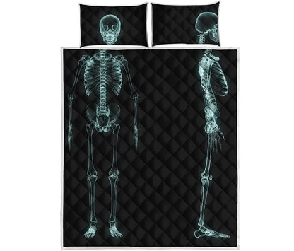 Human Skeleton X-Ray Print Quilt Bed Set