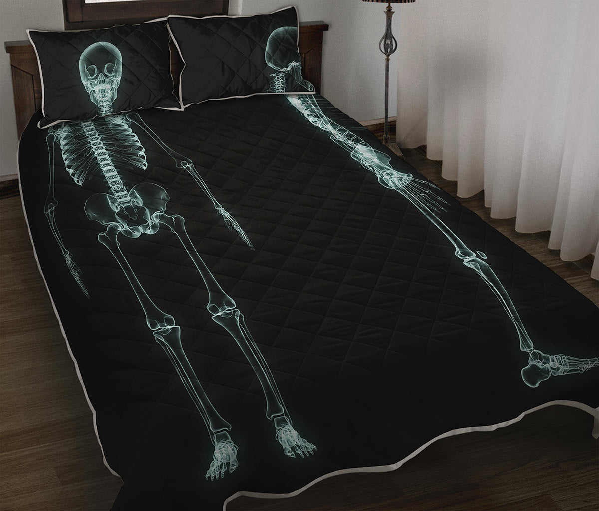 Human Skeleton X-Ray Print Quilt Bed Set