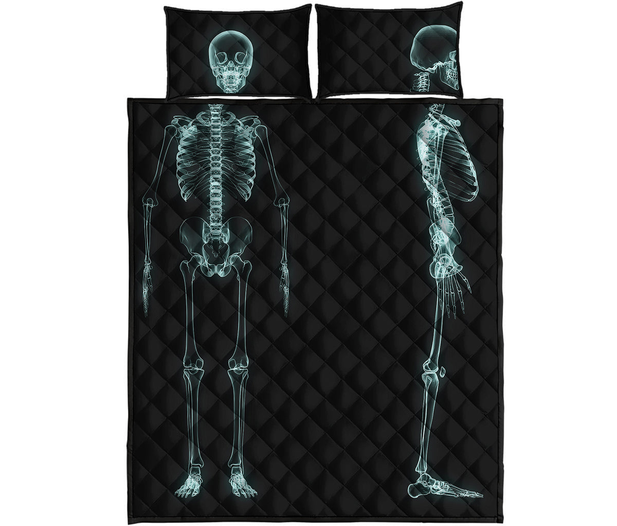 Human Skeleton X-Ray Print Quilt Bed Set