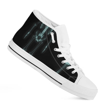 Human Skeleton X-Ray Print White High Top Shoes