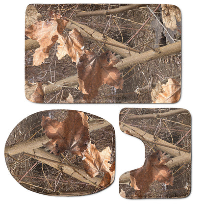 Hunting Camo Pattern Print 3 Piece Bath Mat Set