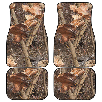 Hunting Camo Pattern Print Front and Back Car Floor Mats