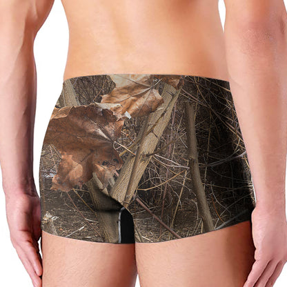 Hunting Camo Pattern Print Men's Boxer Briefs