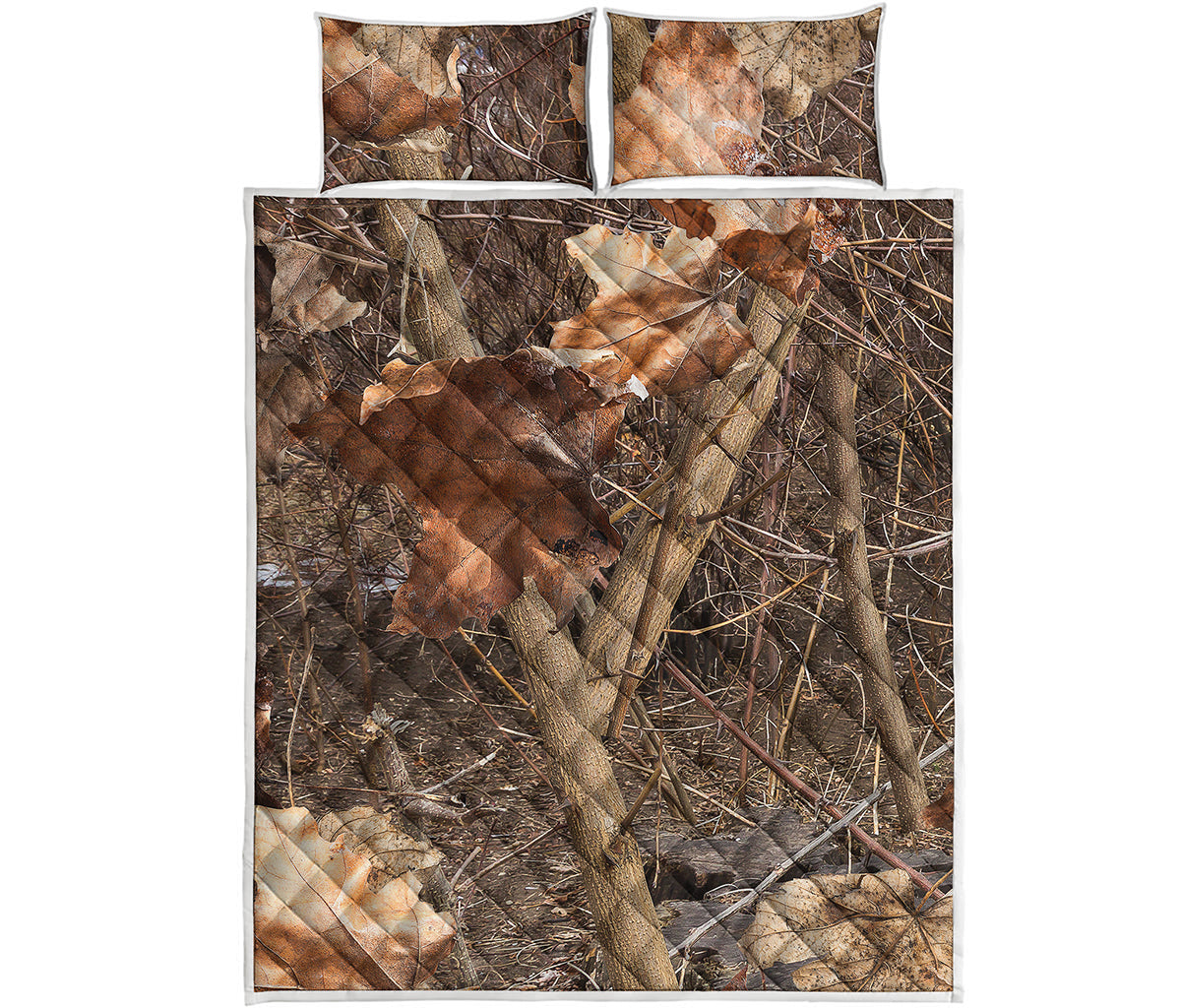 Hunting Camo Pattern Print Quilt Bed Set