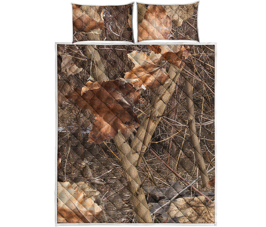 Hunting Camo Pattern Print Quilt Bed Set
