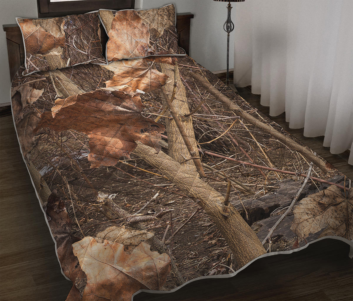Hunting Camo Pattern Print Quilt Bed Set