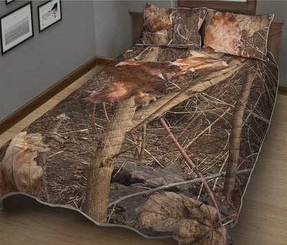 Hunting Camo Pattern Print Quilt Bed Set
