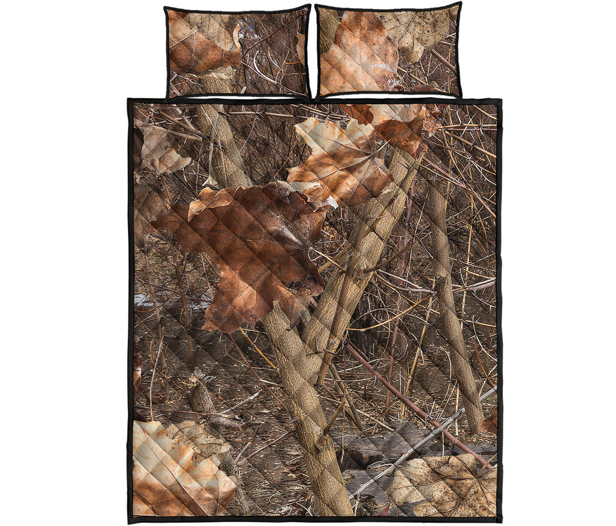 Hunting Camo Pattern Print Quilt Bed Set
