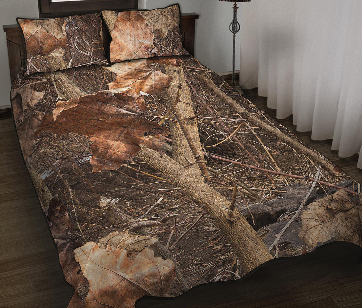 Hunting Camo Pattern Print Quilt Bed Set
