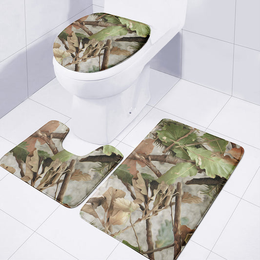 Hunting Camouflage Pattern Print 3 Piece Bath Mat Set
