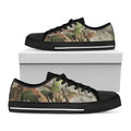 Hunting Camouflage Pattern Print Black Low Top Sneakers