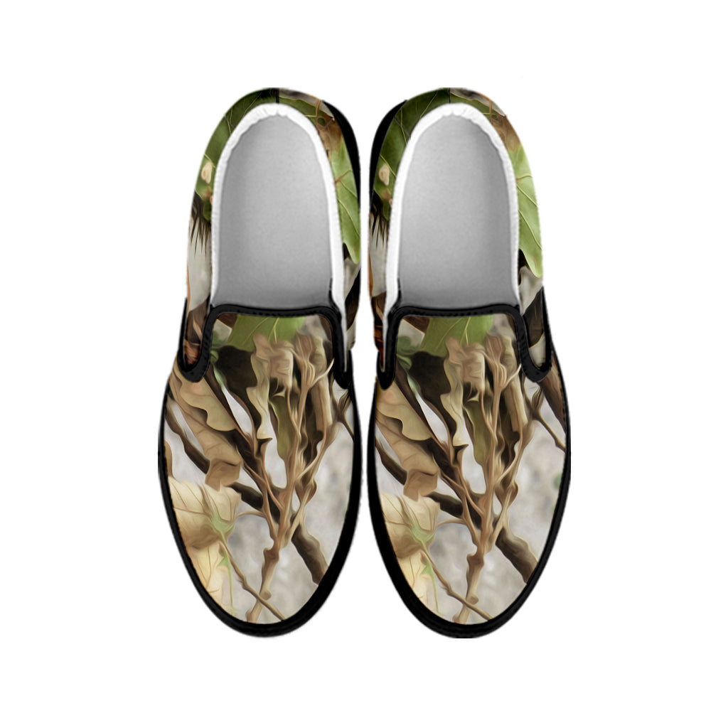 Hunting Camouflage Pattern Print Black Slip On Shoes