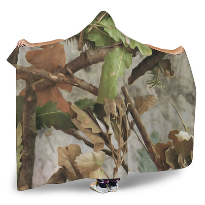 Hunting Camouflage Pattern Print Hooded Blanket