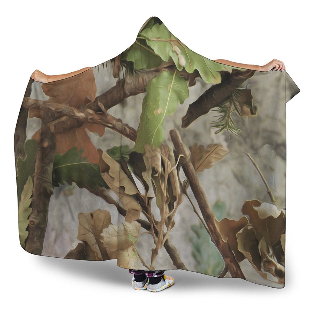 Hunting Camouflage Pattern Print Hooded Blanket