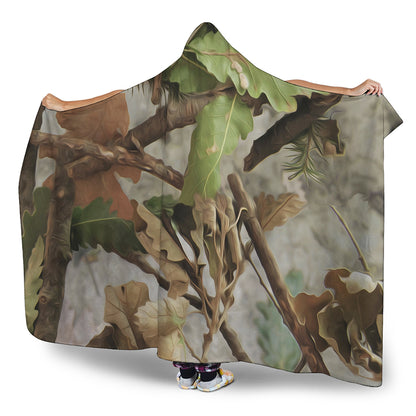 Hunting Camouflage Pattern Print Hooded Blanket