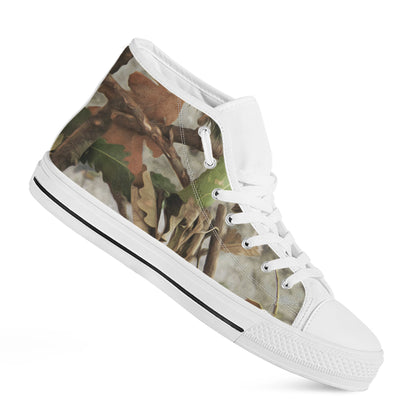 Hunting Camouflage Pattern Print White High Top Shoes