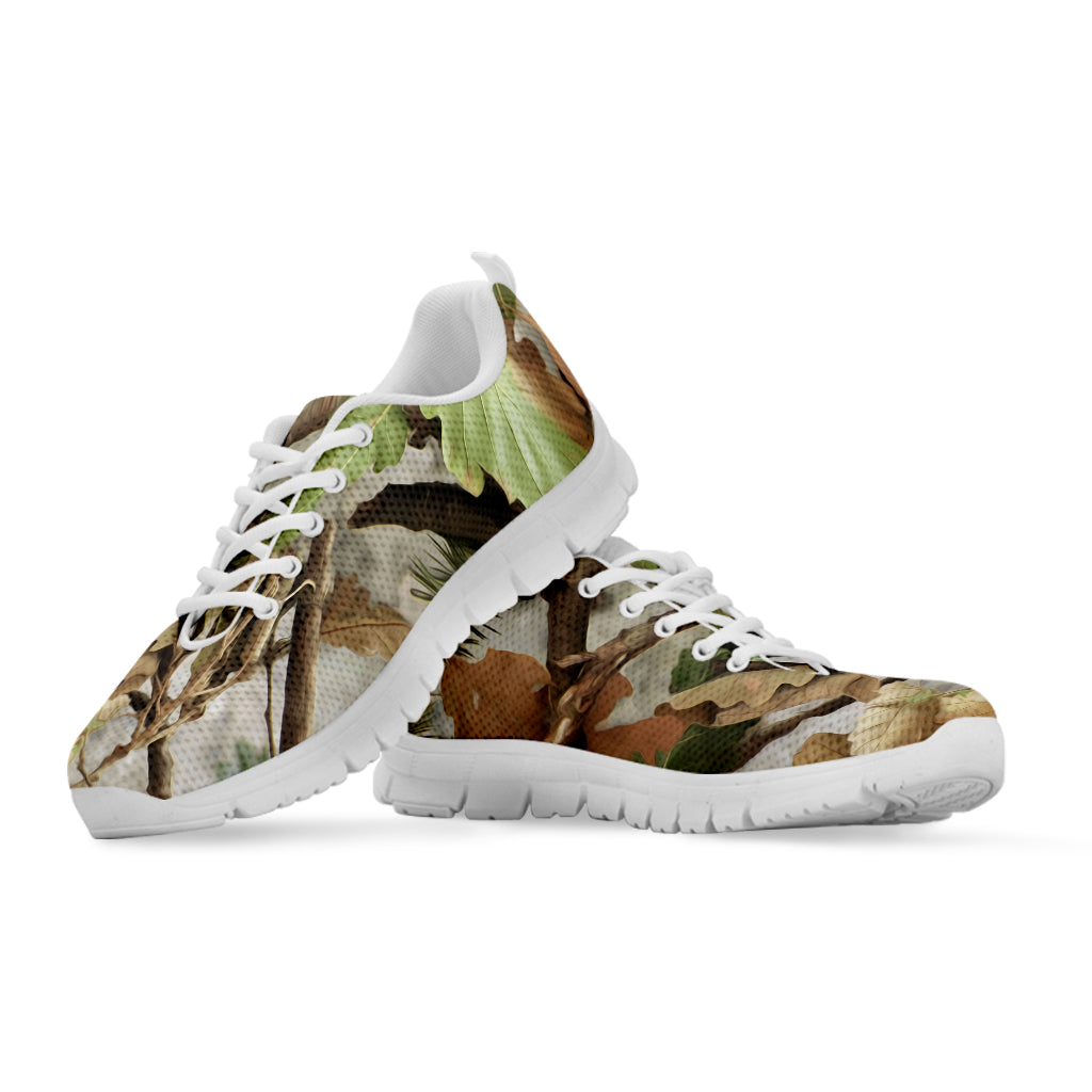 Hunting Camouflage Pattern Print White Sneakers