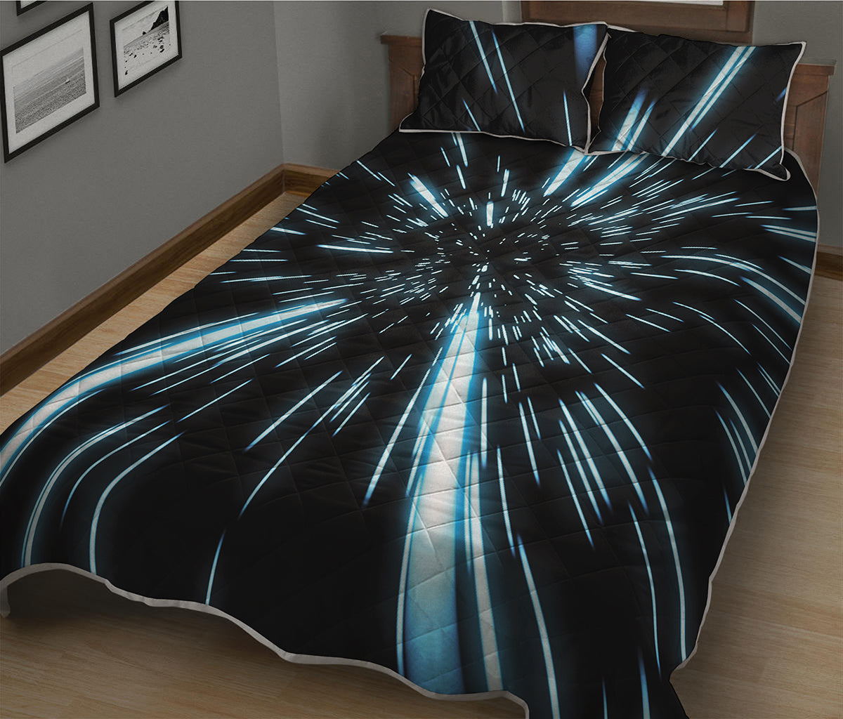Hyperspace Lightspeed Print Quilt Bed Set