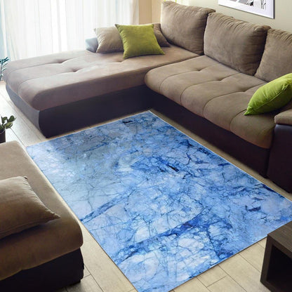 Ice Blue Marble Print Area Rug GearFrost