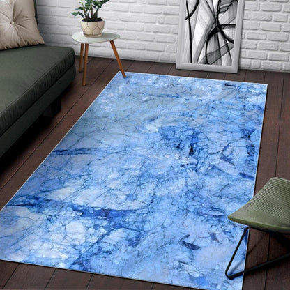 Ice Blue Marble Print Area Rug GearFrost