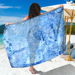 Ice Blue Marble Print Beach Sarong Wrap