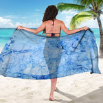 Ice Blue Marble Print Beach Sarong Wrap