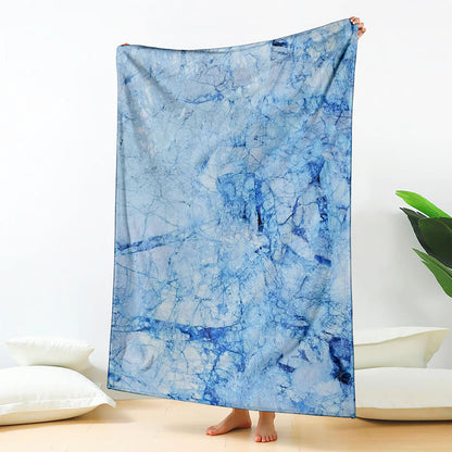 Ice Blue Marble Print Blanket